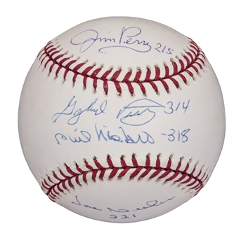 Gaylord Perry, Jim Perry, Joe Niekro & Phil Niekro Multi Signed OML Selig Baseball (PSA/DNA)